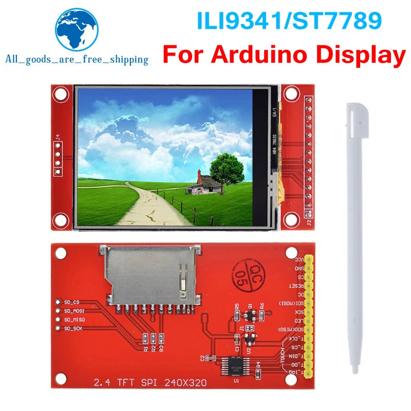 TZT 2.4" 240x320 SPI TFT LCD Serial Port Module+5V/3.3V PBC Adapter Micro  ILI9341 / ST7789 White LED (With Touch) for Arduino
