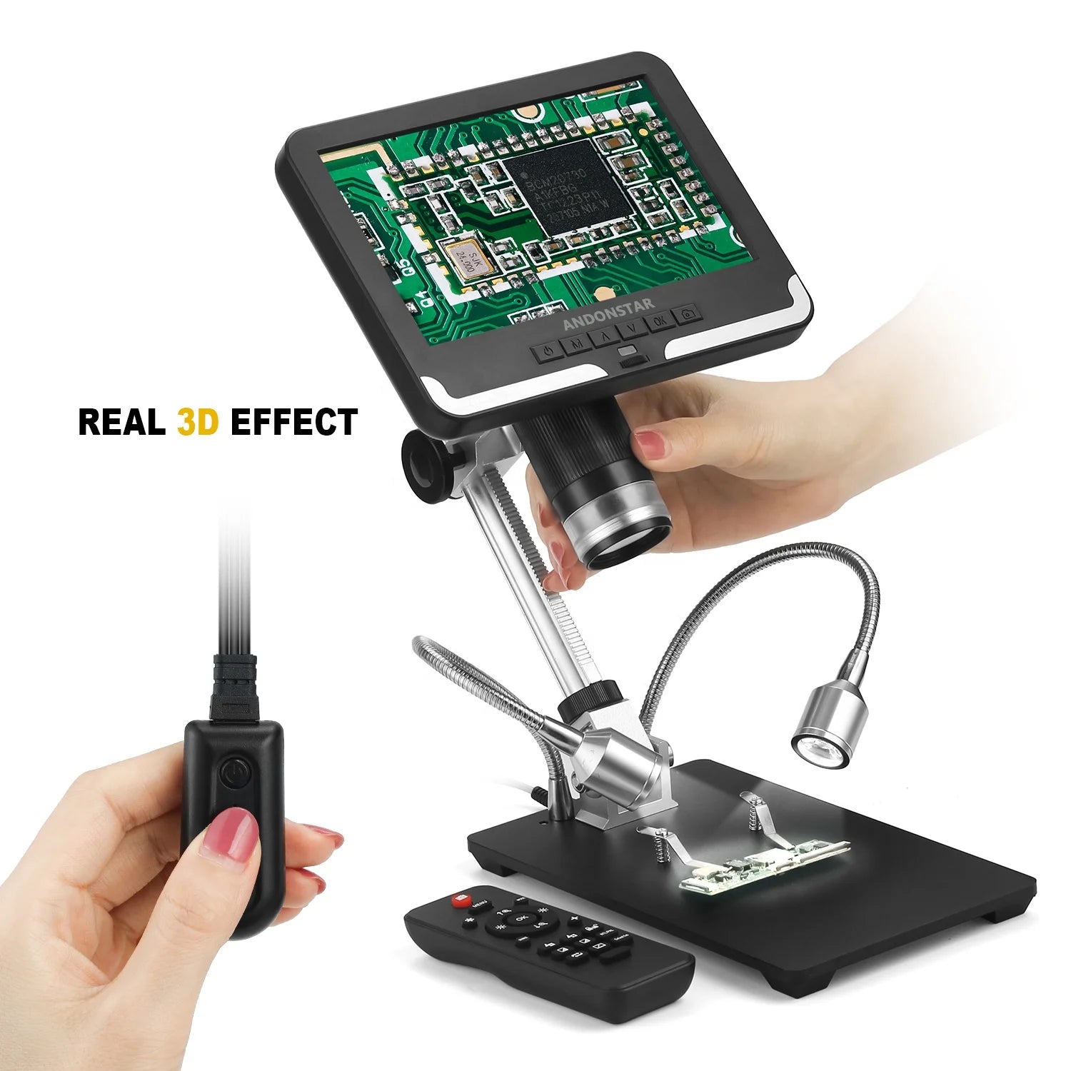 Andonstar Digital Microscope Adults Soldering AD206 1080P Soldering Microscope For Phone Watch Repairing SMD/SMT Black&White