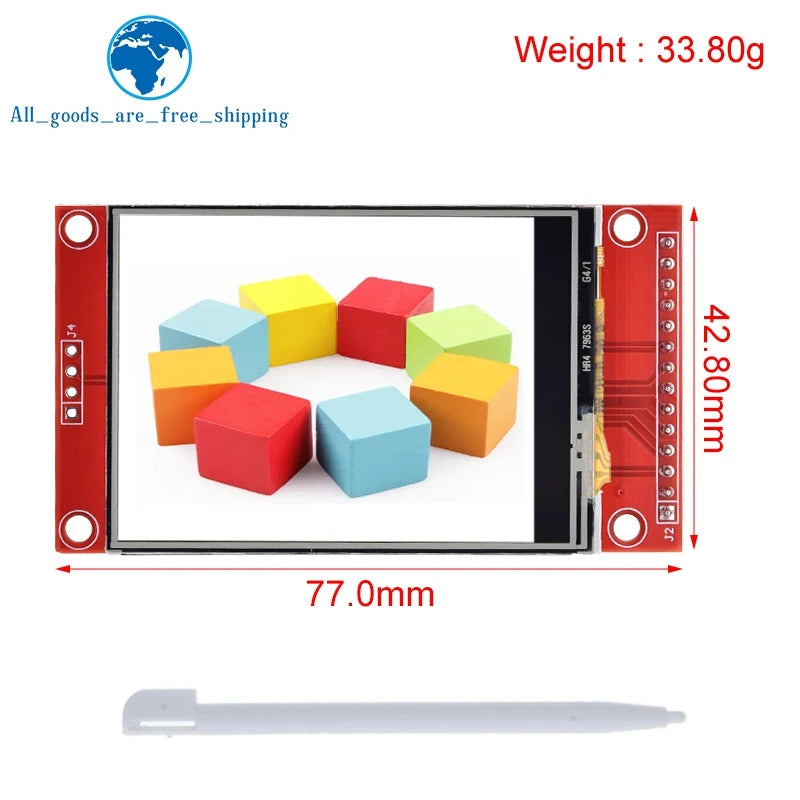 TZT 2.4" 240x320 SPI TFT LCD Serial Port Module+5V/3.3V PBC Adapter Micro  ILI9341 / ST7789 White LED (With Touch) for Arduino