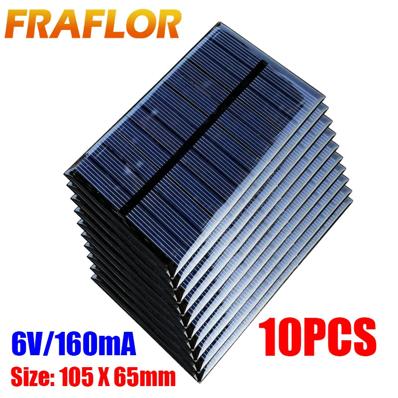 10Pcs Poly Solar Panel 6V 1W Mini Solar Panel Cell Solar Charger Module DIY For 3.7V Battery Solar Phone Charger Charging System