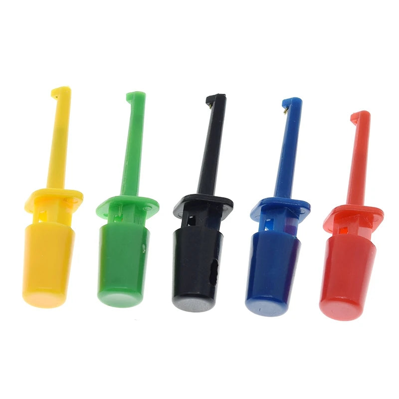 TZT 10Pcs Mini Single Test Hook Clip Test Probe for Electronic Testing IC Grabber Small Size Round Crocodile Clip