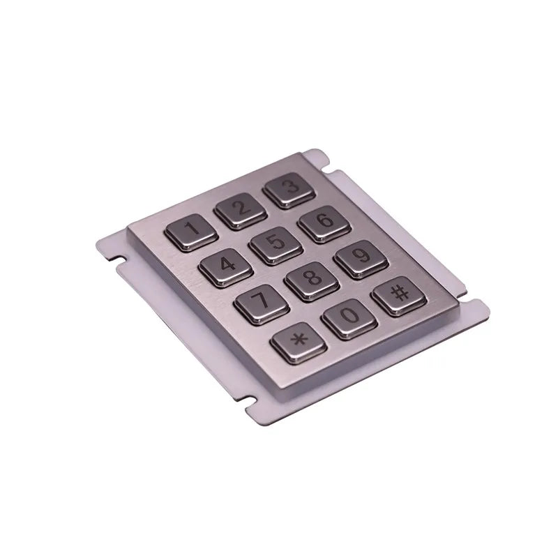 IP66 Waterproof 12-Key Stainless Steel Metal Numeric Keypad CE ROHS FCC Certification >2M Key Switch Life for Outdoor Access