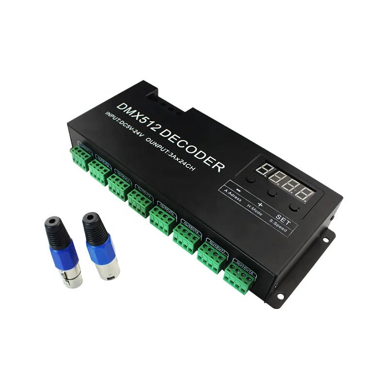 24CH dmx512 decoder led strip controller 24CH*3A dimmer PWM driver Input DC5-24V decoder light control