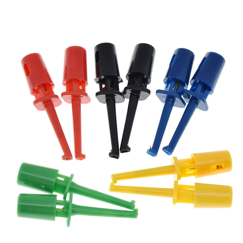TZT 10Pcs Mini Single Test Hook Clip Test Probe for Electronic Testing IC Grabber Small Size Round Crocodile Clip