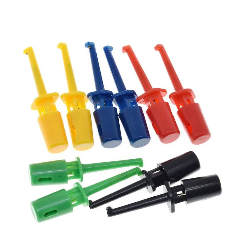 TZT 10Pcs Mini Single Test Hook Clip Test Probe for Electronic Testing IC Grabber Small Size Round Crocodile Clip