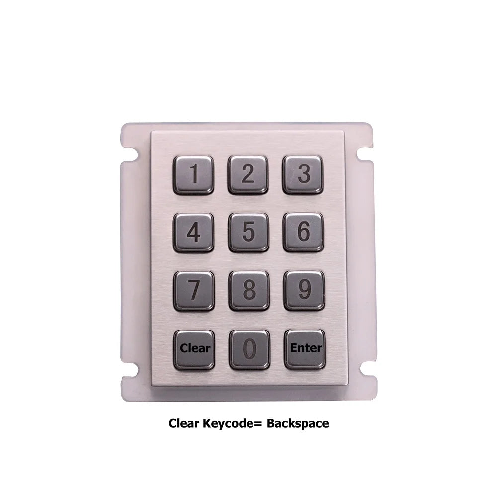 IP66 Waterproof 12-Key Stainless Steel Metal Numeric Keypad CE ROHS FCC Certification >2M Key Switch Life for Outdoor Access