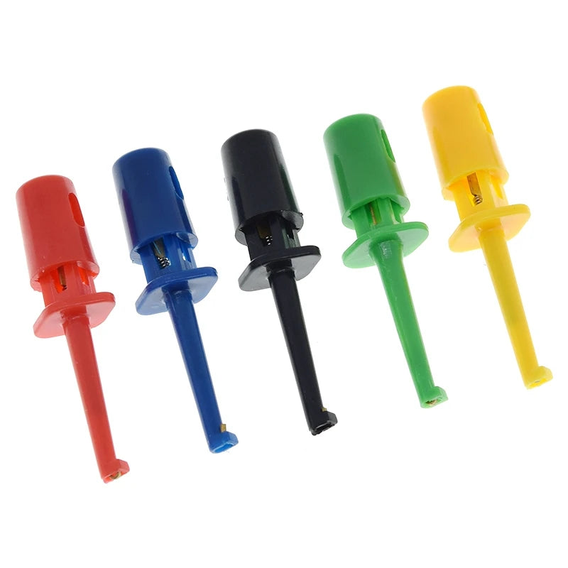 TZT 10Pcs Mini Single Test Hook Clip Test Probe for Electronic Testing IC Grabber Small Size Round Crocodile Clip