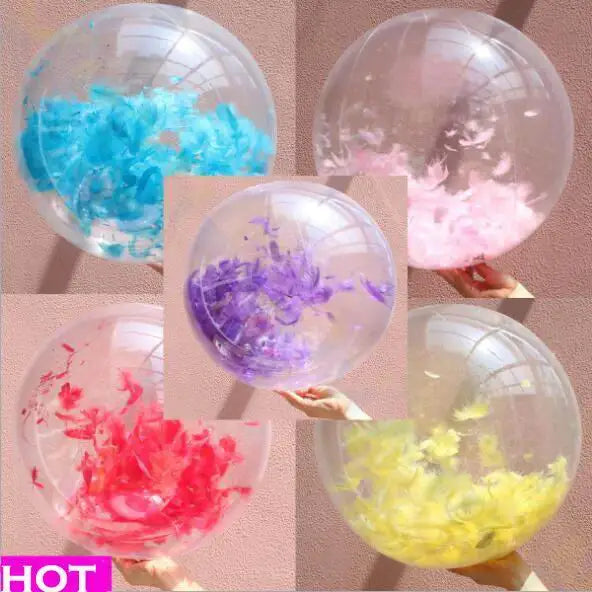 Sequin Inflatable Transparent Beach Ball water toys sports playing volleyball Gold powder balloon Photo props