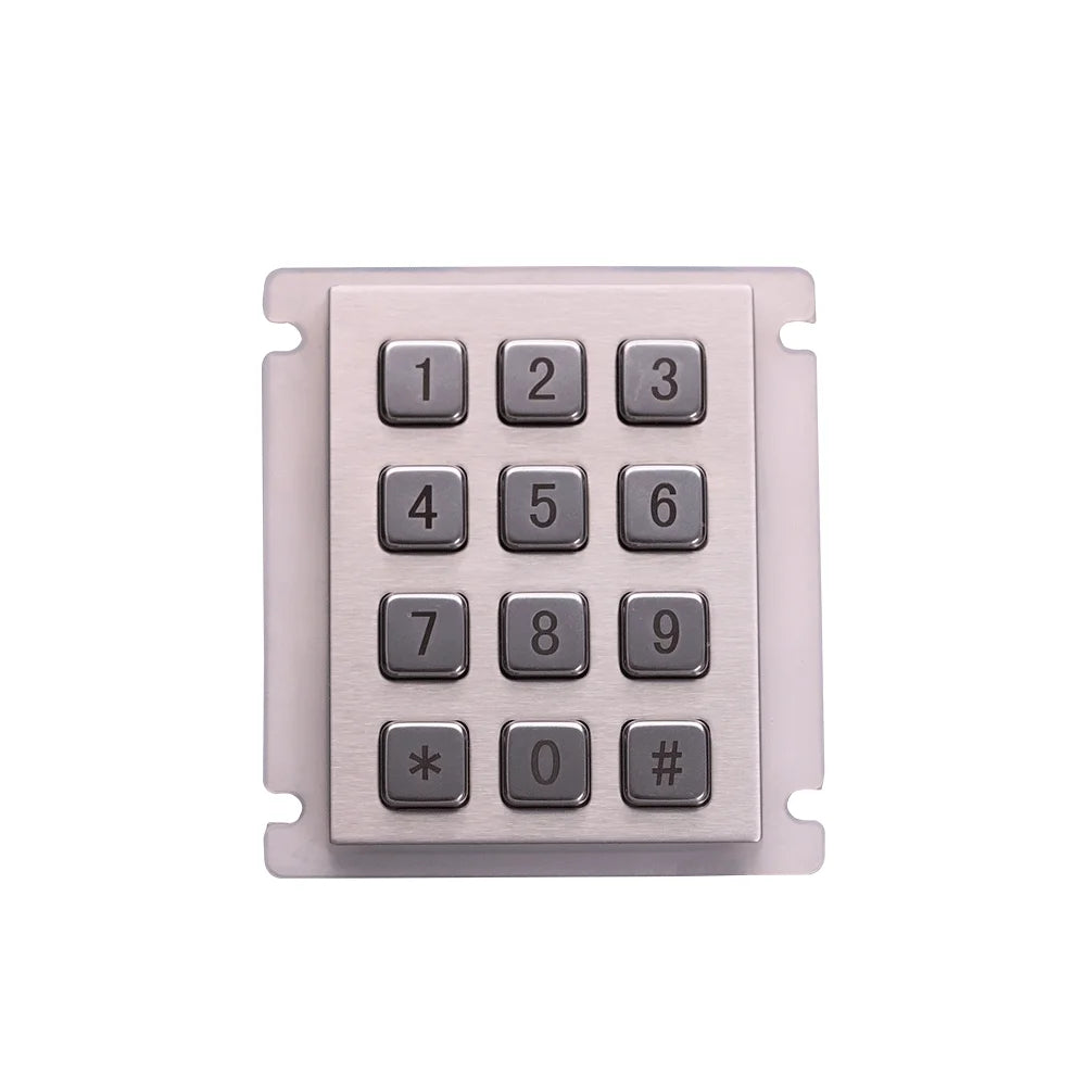 IP66 Waterproof 12-Key Stainless Steel Metal Numeric Keypad CE ROHS FCC Certification >2M Key Switch Life for Outdoor Access