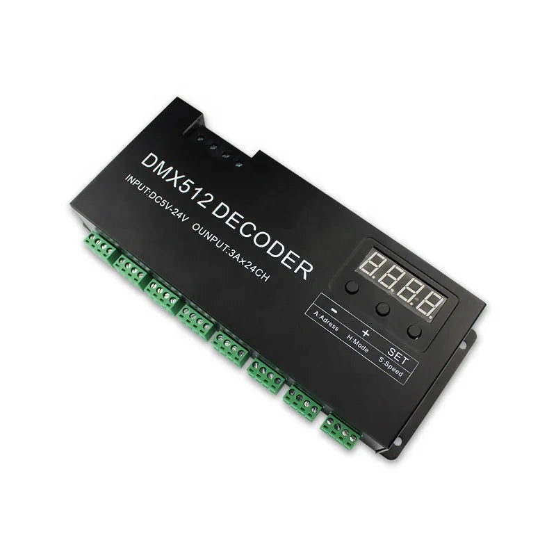 24CH dmx512 decoder led strip controller 24CH*3A dimmer PWM driver Input DC5-24V decoder light control