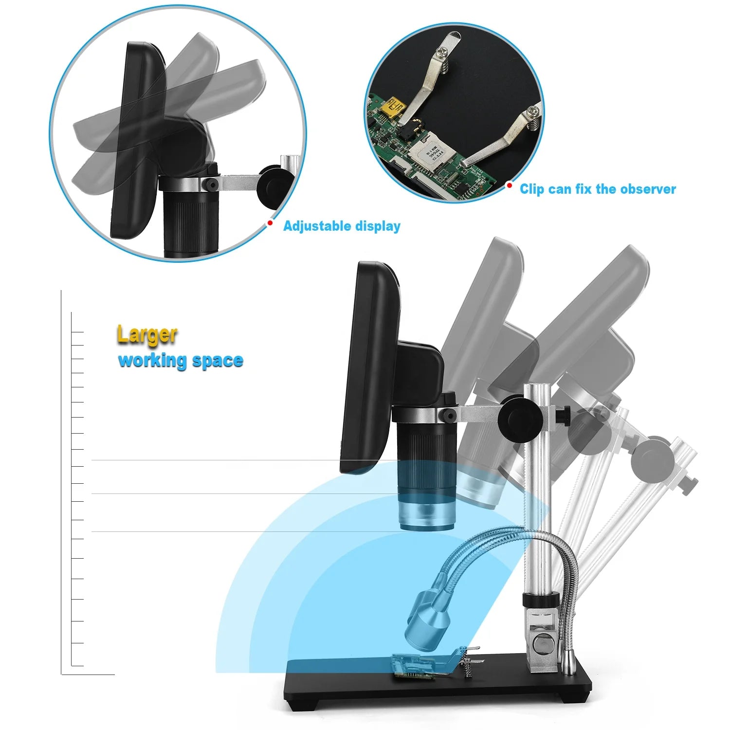 Andonstar Digital Microscope Adults Soldering AD206 1080P Soldering Microscope For Phone Watch Repairing SMD/SMT Black&White