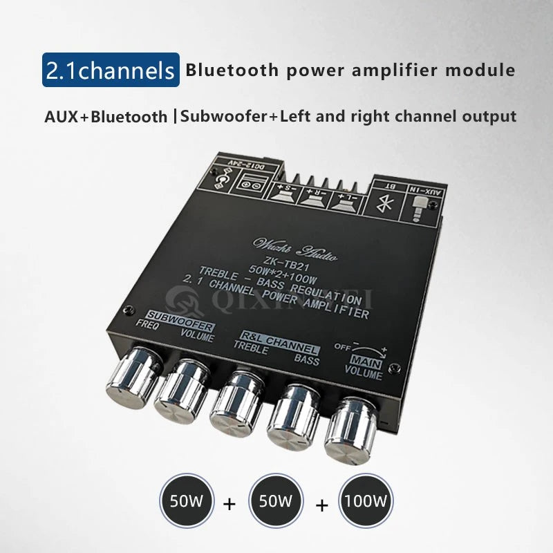 QXW ZK-TB21 2.1 Channel Blue-tooth Digital Power Amplifier Module High and Low Tone Super Heavy Subwoofer High Power ZK-TB21
