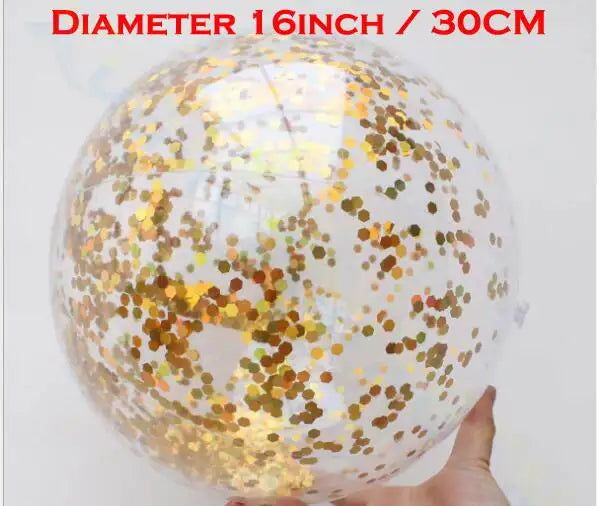Sequin Inflatable Transparent Beach Ball water toys sports playing volleyball Gold powder balloon Photo props