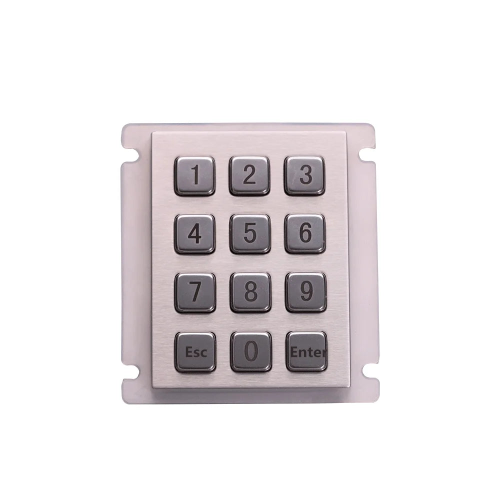 IP66 Waterproof 12-Key Stainless Steel Metal Numeric Keypad CE ROHS FCC Certification >2M Key Switch Life for Outdoor Access