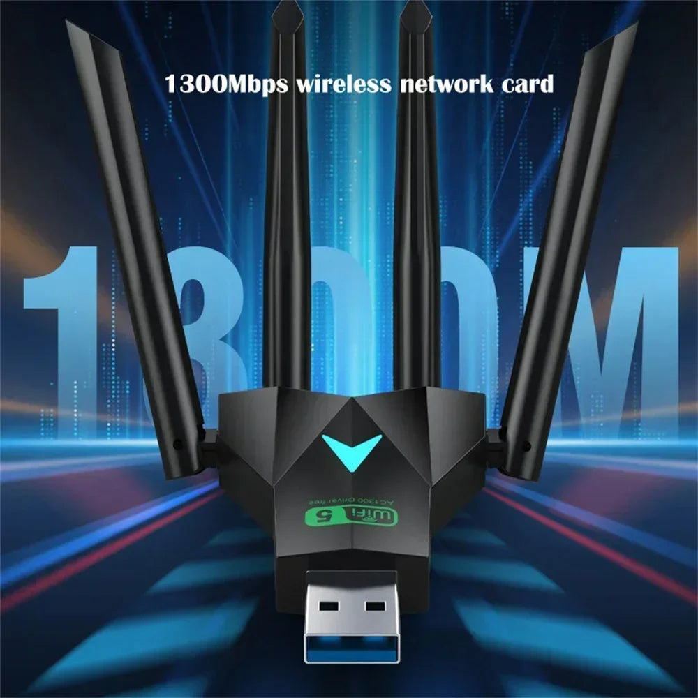 1200Mbps WiFi USB Adapter 2.4G+5Ghz Wi-Fi Dongle 4 Antenna 802.11AC USB3.0 High-Speed Wireless Card Receiver PC/Laptop
