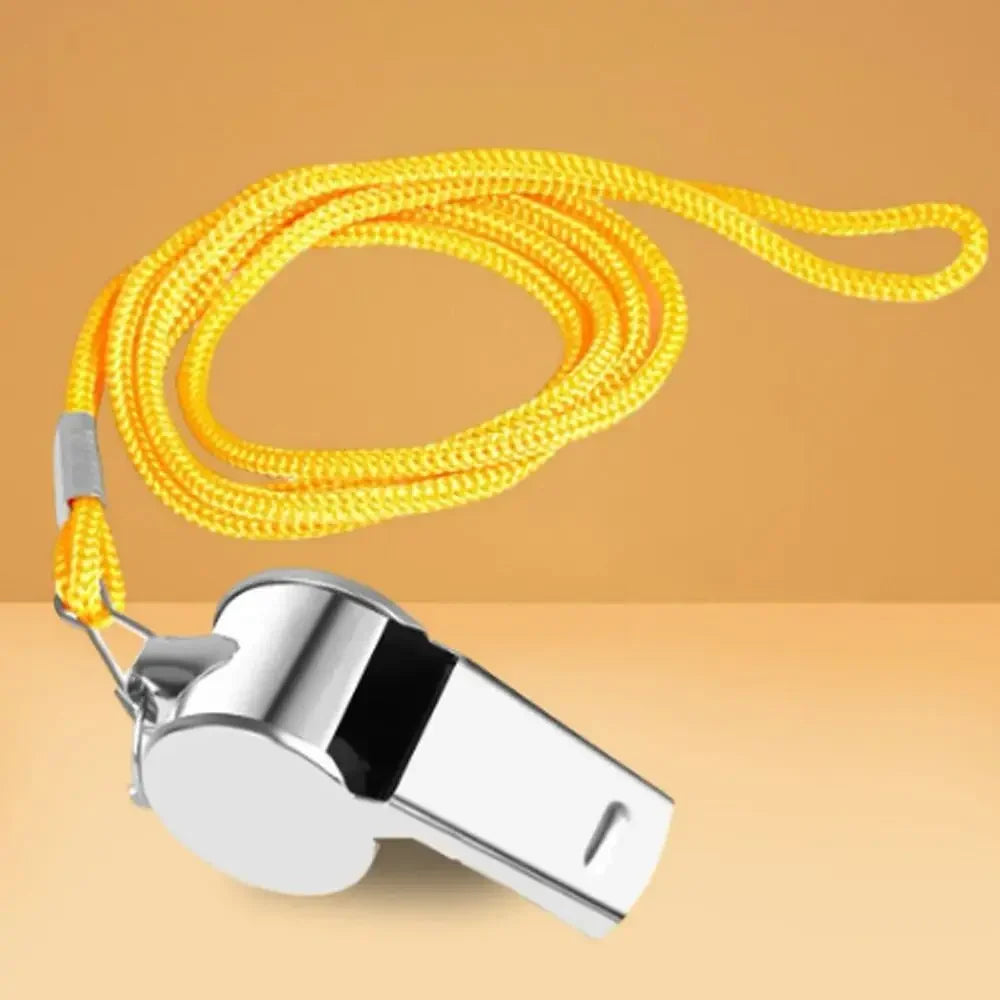 Team Sport Loud Metal Whistle With Rope Strong Stainless Steel Whistles Professional Portable Referee Whistles Training