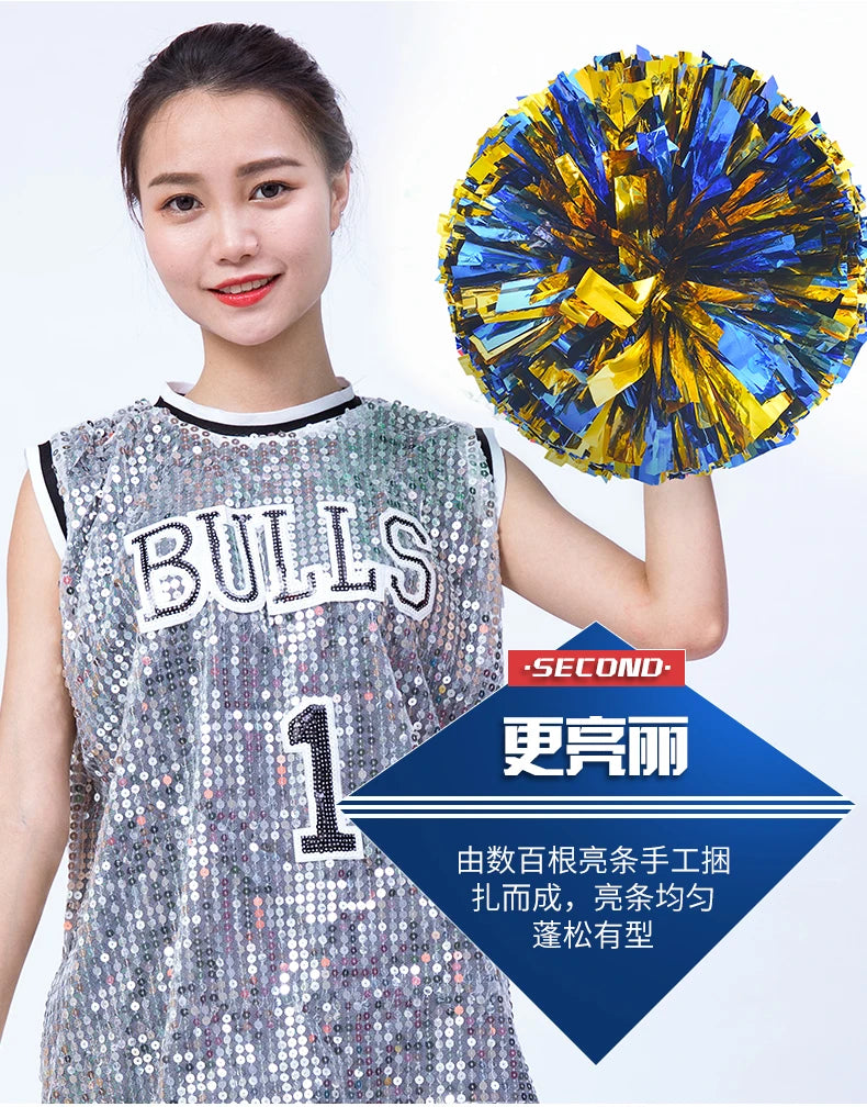 Colorful Cheerleading Pom Poms Girls Kids Finger Cheer Balls Gold Silver Purple Blue Red Green Dance Cheerleading Accessories