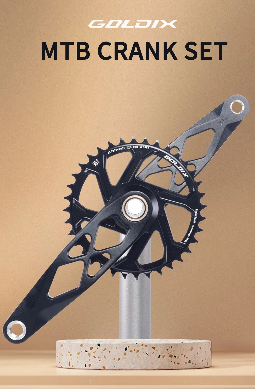 GOLDIX Mountain Bicycle BSA 24mm Crankset 165 170 175mm R-SPEC Trail Hollow Bike Crank Spindle DH AM XC for Shimano SRAM