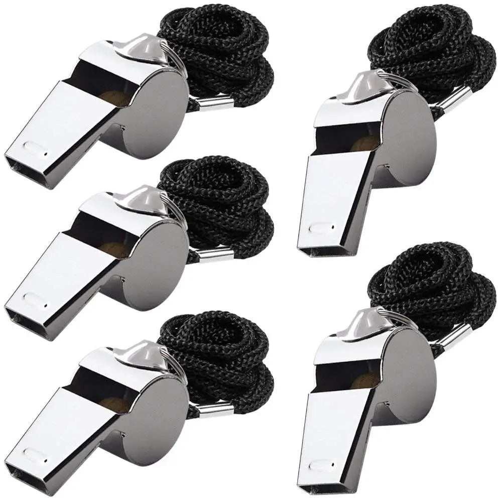 Team Sport Loud Metal Whistle With Rope Strong Stainless Steel Whistles Professional Portable Referee Whistles Training