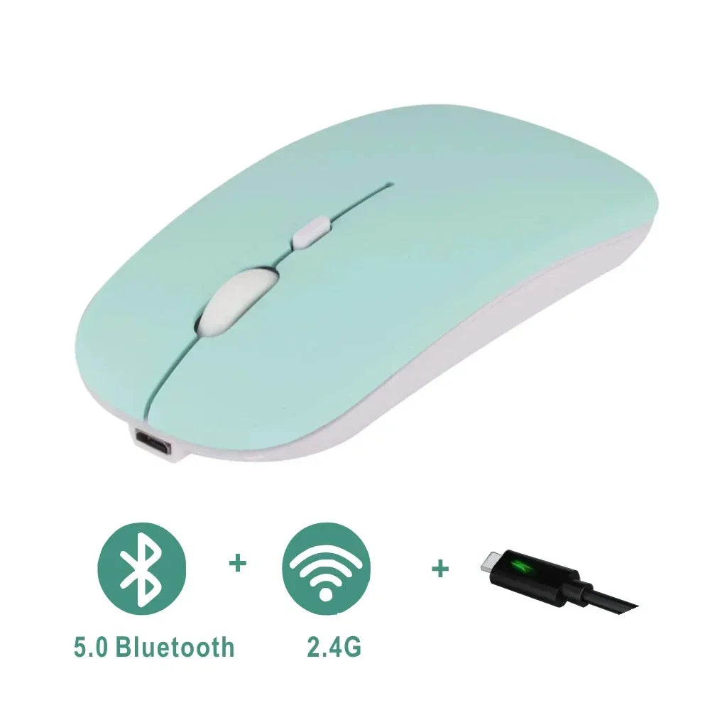 Computer Wireless USB Mouse Bluetooth   Rechargeable Dual Mode 5.0  with Office Gamer Desktop Mouse for PC Laptop