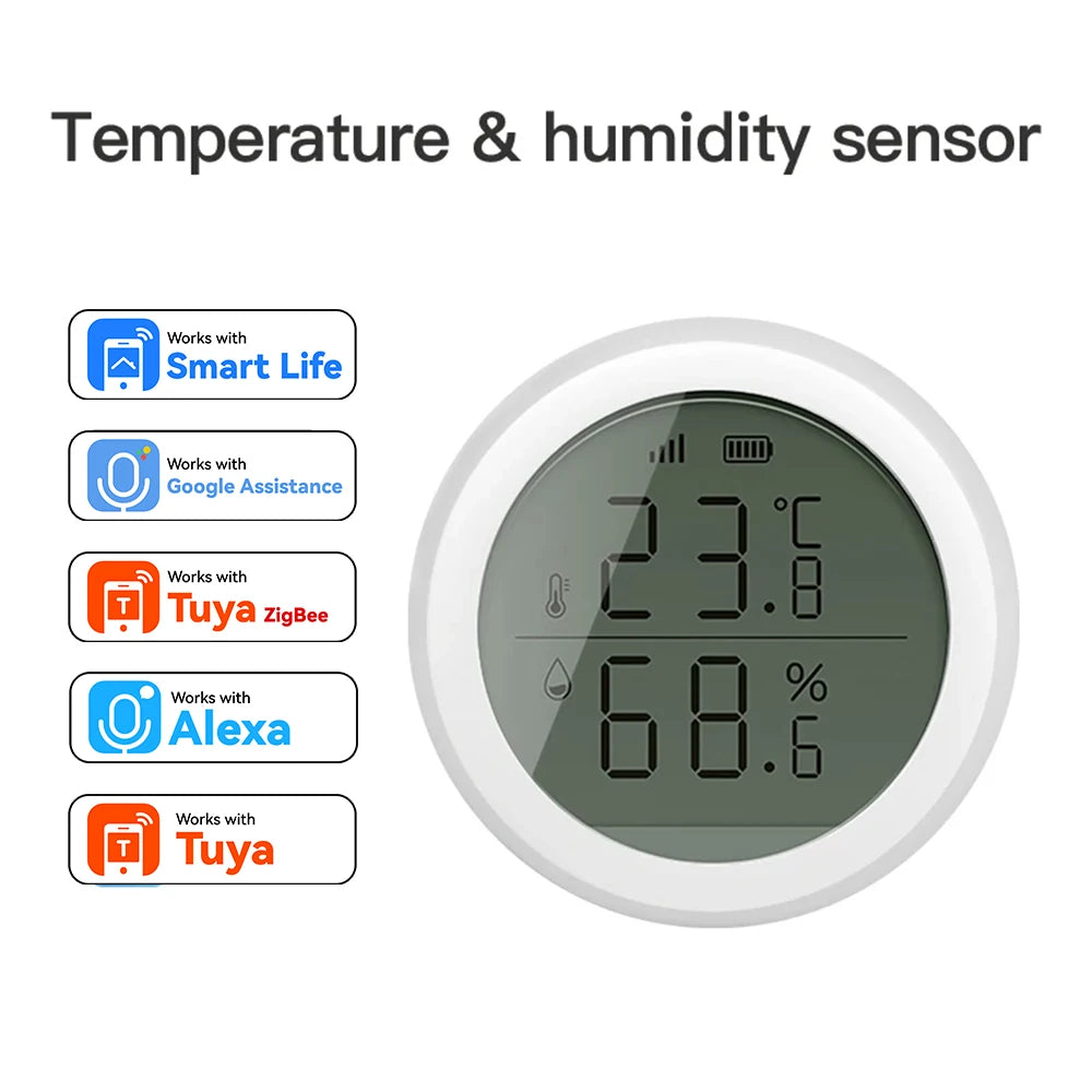 Tuya ZigBee Temperature and Humidity Sensor With LCD Smart life APP Google Alexa Voice Control Support Multi-mode Gateway Option