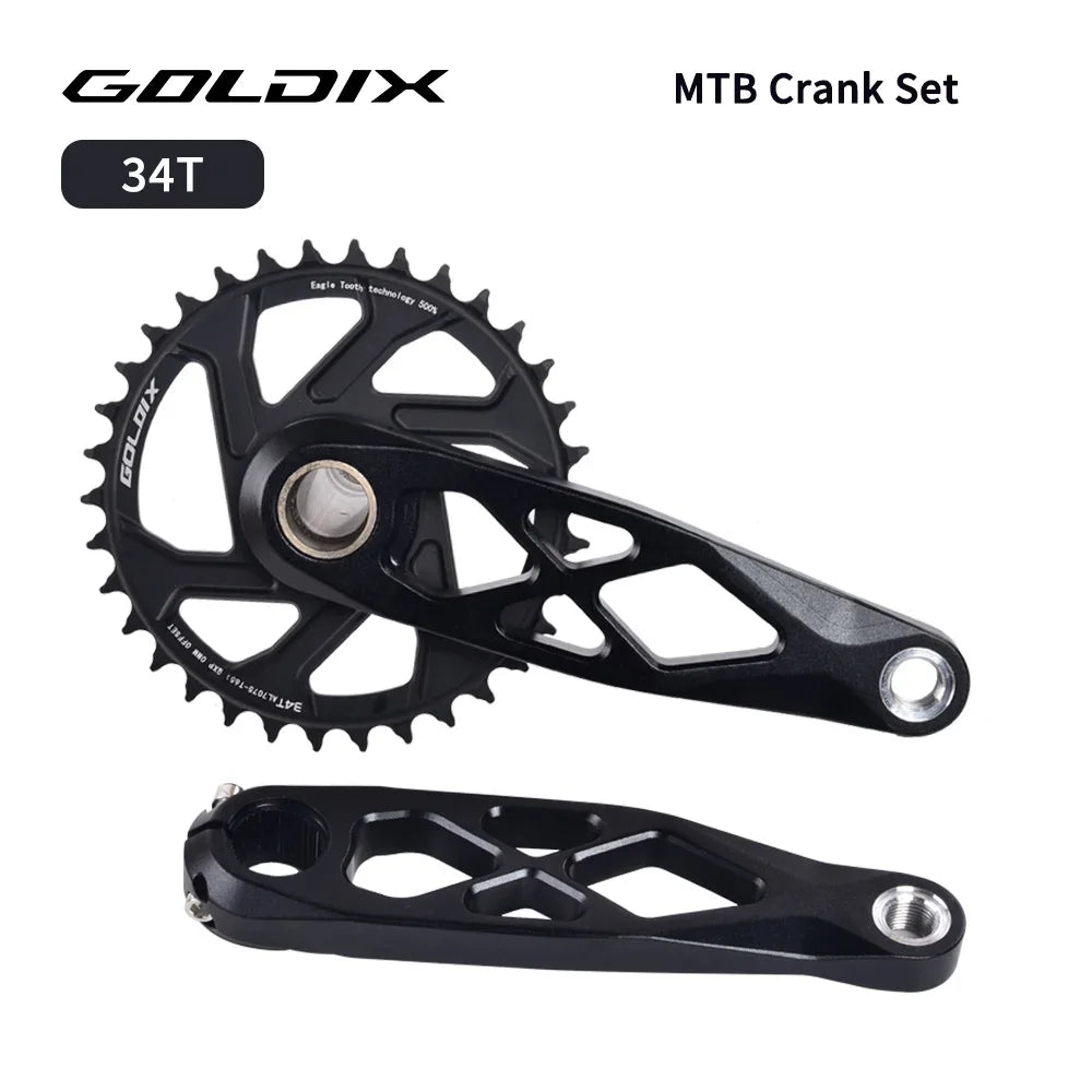 GOLDIX Mountain Bicycle BSA 24mm Crankset 165 170 175mm R-SPEC Trail Hollow Bike Crank Spindle DH AM XC for Shimano SRAM