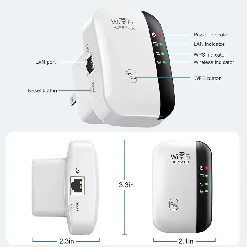 Wireless WiFi Range Extender 300M Signal Booster Repeater Network Amplifier Compatible with Most Routers EU US Plug