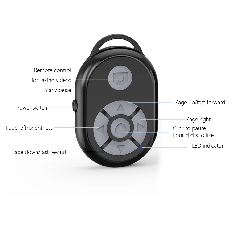 Remote Control Page Turner Bluetooth Smart Phone Screen Auto Clicker for Gaming Live 10m Camera Shutter Video Remote For tiktok