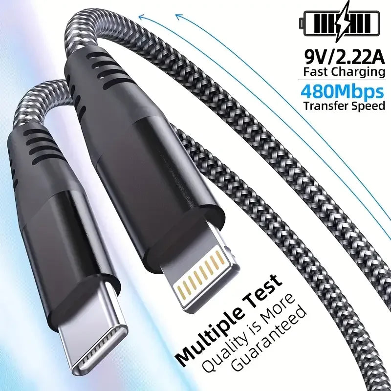 1PC 2PCS MFi Certified Fast Cable durable Nylon Braided Cord USB C to Lightning Cable Fast Charging Data for iPhone 14 13 12 11