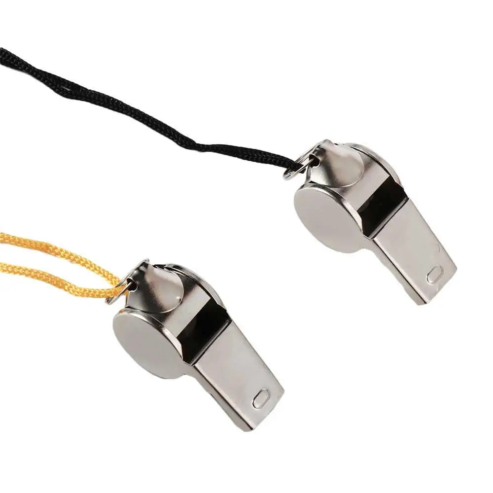 Team Sport Loud Metal Whistle With Rope Strong Stainless Steel Whistles Professional Portable Referee Whistles Training