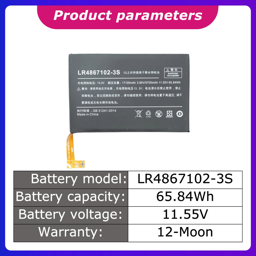 LR4867102-3S 6667mAh 78Wh LR4867102-3S New Replacement Laptop Battery For AOKZOE A1L A2 A1 PRO