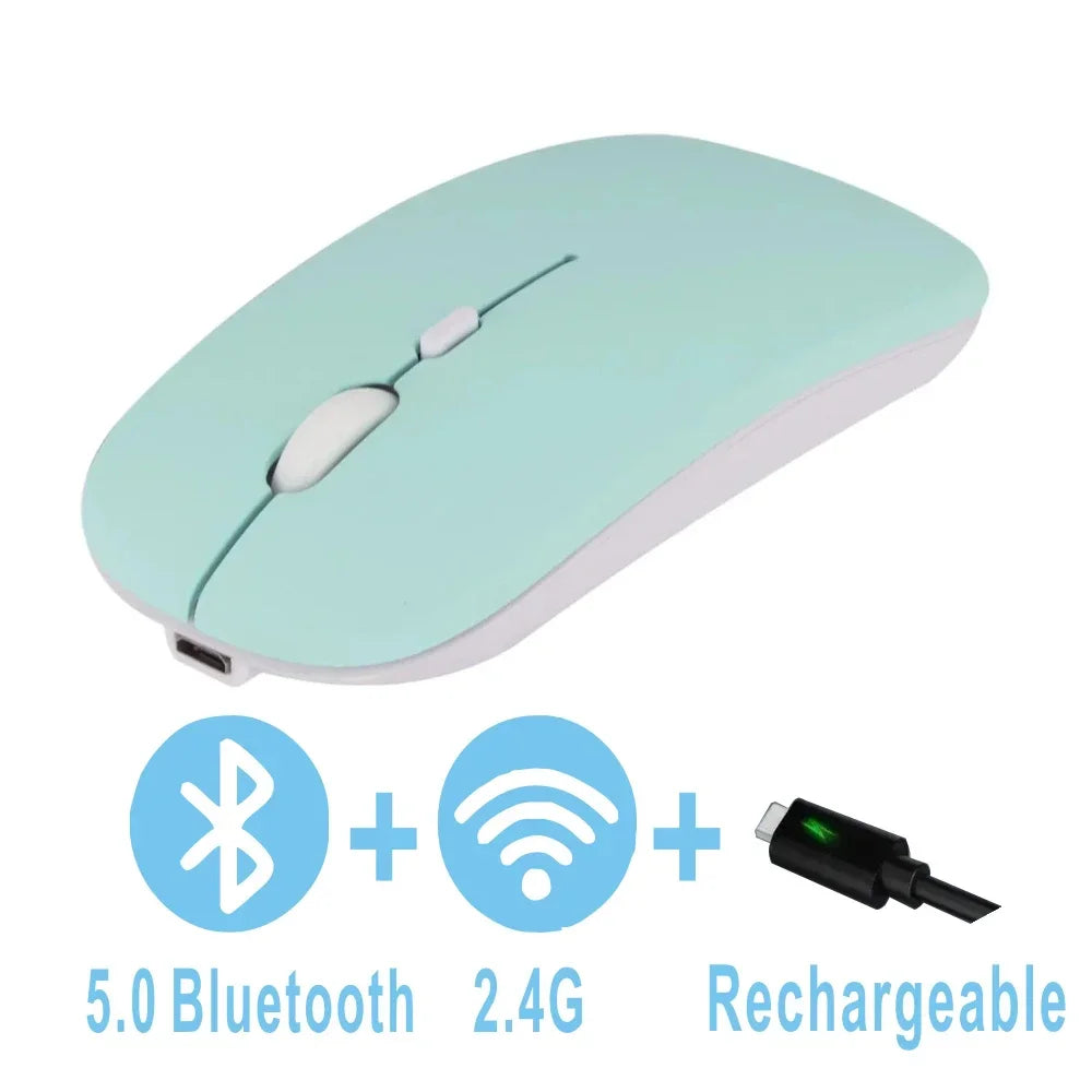 Computer Wireless USB Mouse Bluetooth   Rechargeable Dual Mode 5.0  with Office Gamer Desktop Mouse for PC Laptop