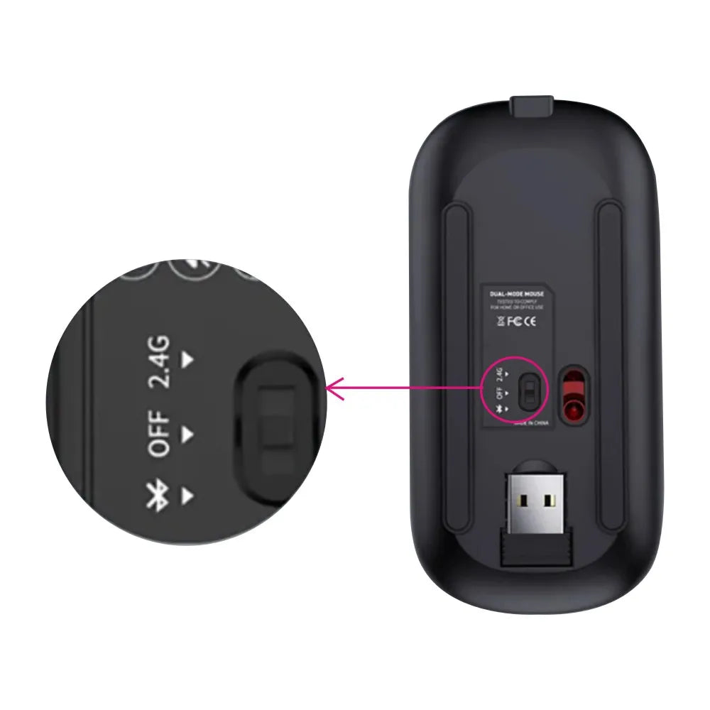 Computer Wireless USB Mouse Bluetooth   Rechargeable Dual Mode 5.0  with Office Gamer Desktop Mouse for PC Laptop