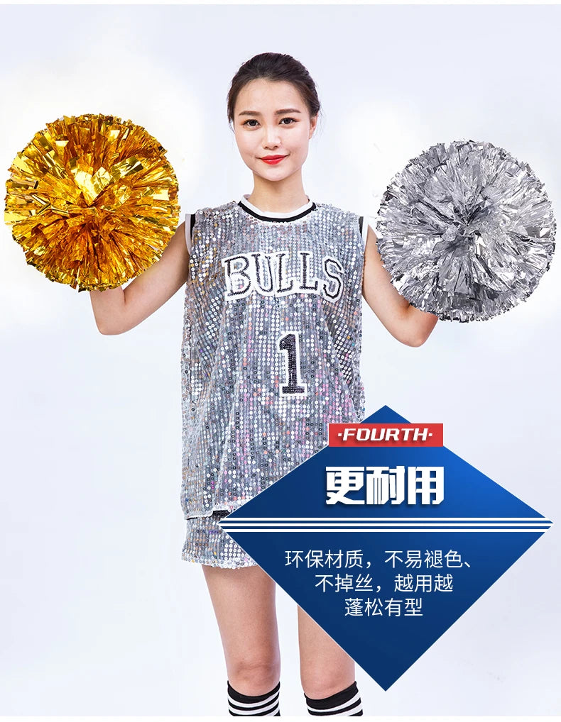 Colorful Cheerleading Pom Poms Girls Kids Finger Cheer Balls Gold Silver Purple Blue Red Green Dance Cheerleading Accessories
