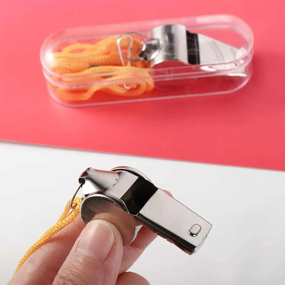 Team Sport Loud Metal Whistle With Rope Strong Stainless Steel Whistles Professional Portable Referee Whistles Training