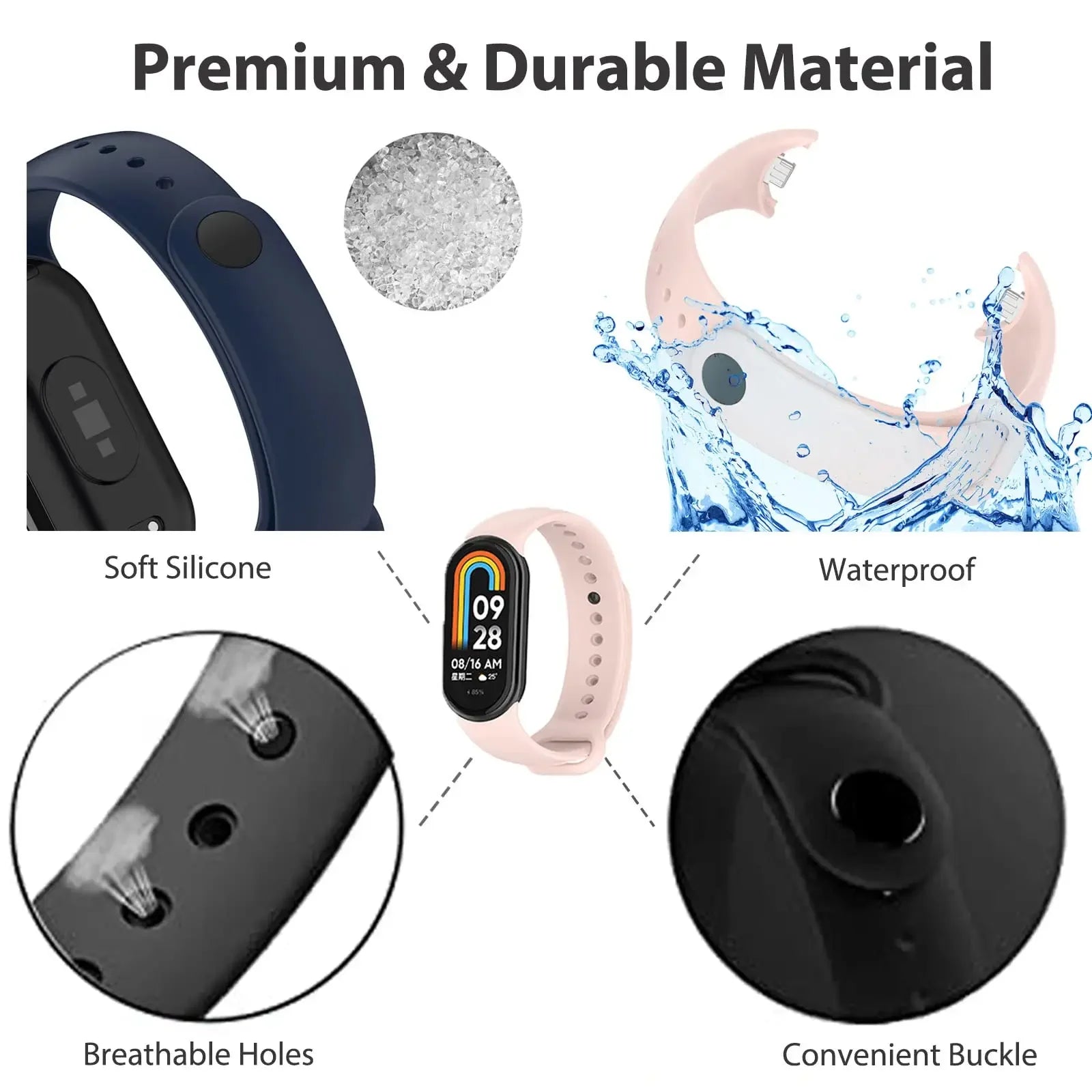 2025 Strap for Xiaomi Mi Band 10/9/8 NFC Bracelet Silicone Wrist Miband 9 NFC Replacement pulsera correa Sport Strap