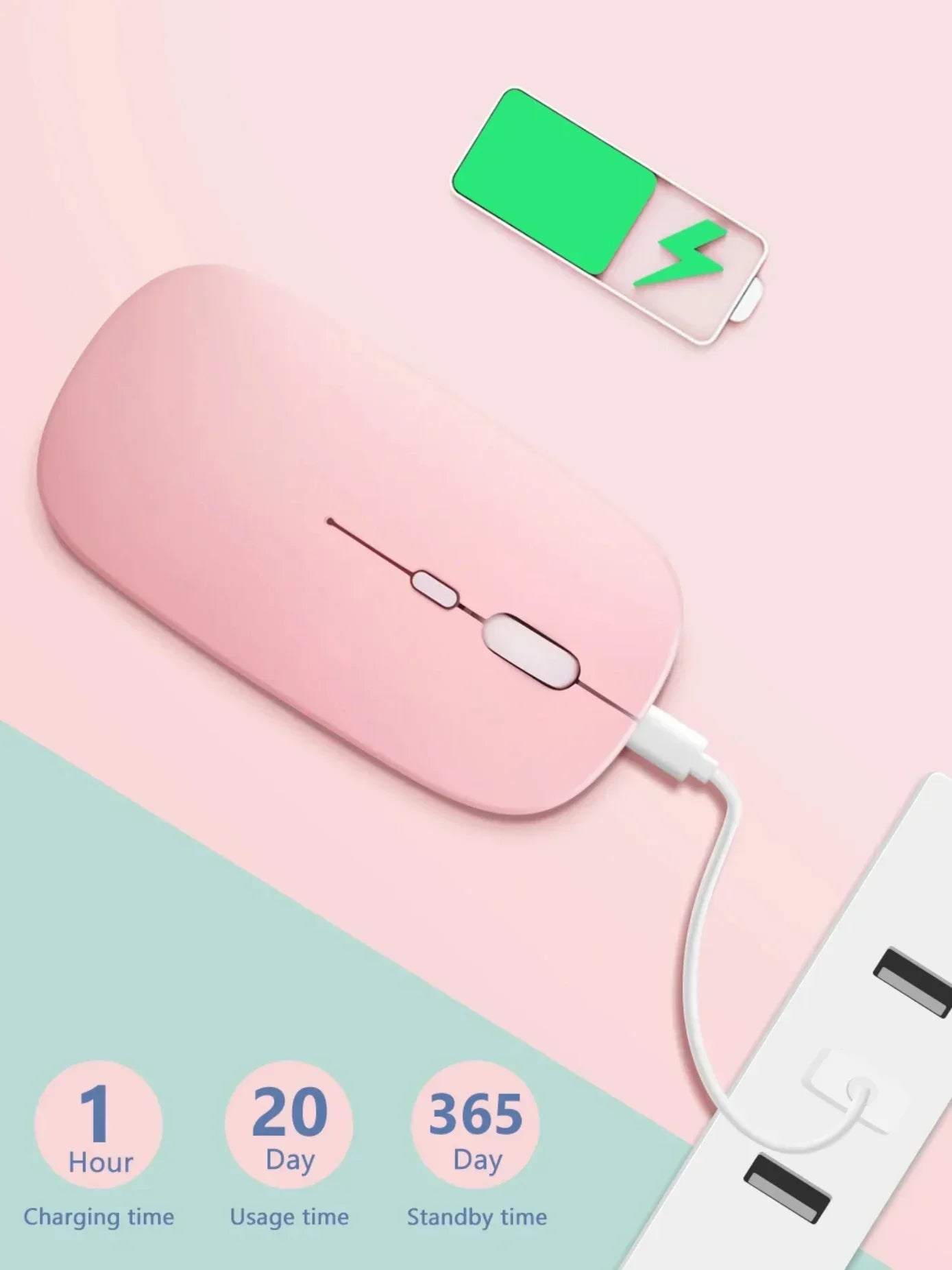 Computer Wireless USB Mouse Bluetooth   Rechargeable Dual Mode 5.0  with Office Gamer Desktop Mouse for PC Laptop