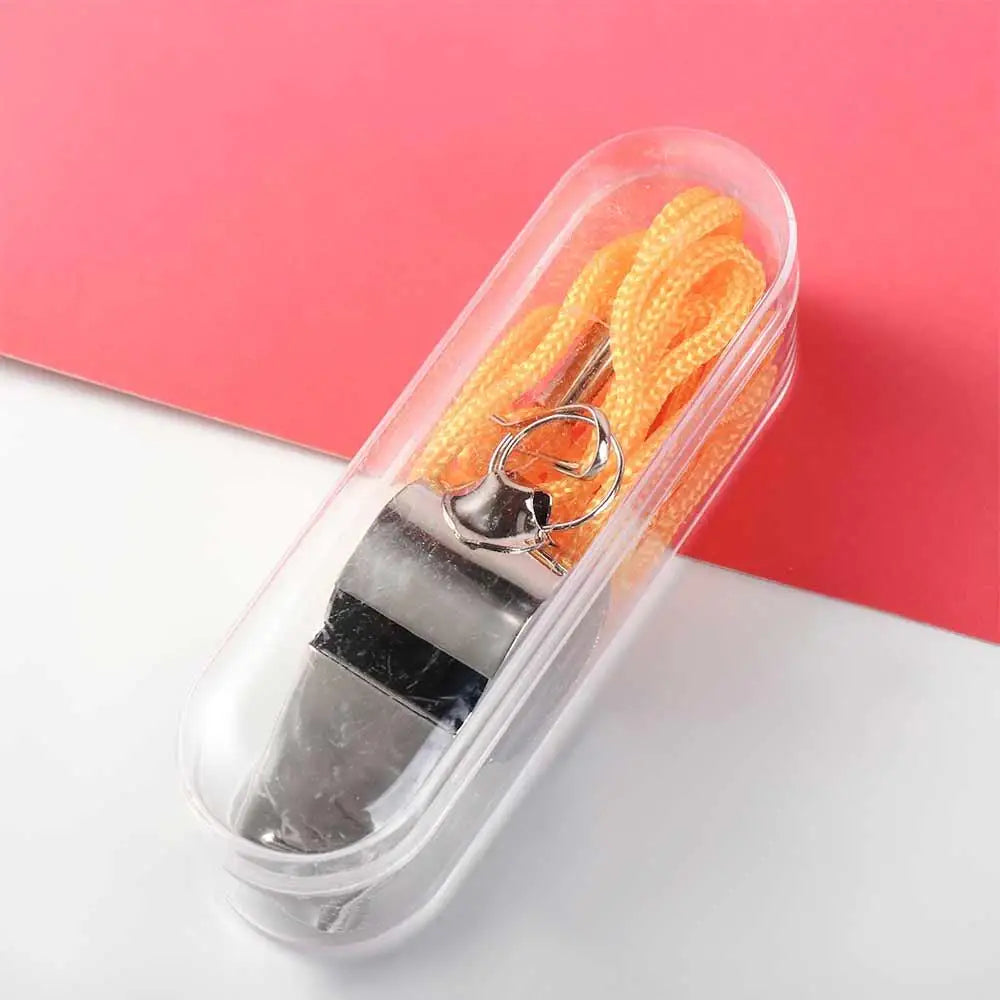 Team Sport Loud Metal Whistle With Rope Strong Stainless Steel Whistles Professional Portable Referee Whistles Training
