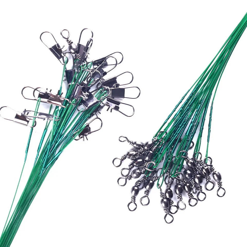 Anti Bite Steel Fishing Line Steel Wire Leader With Swivel Fishing Accessory Lead Core Leash Fishing Wire 15cm 20cm  30cm