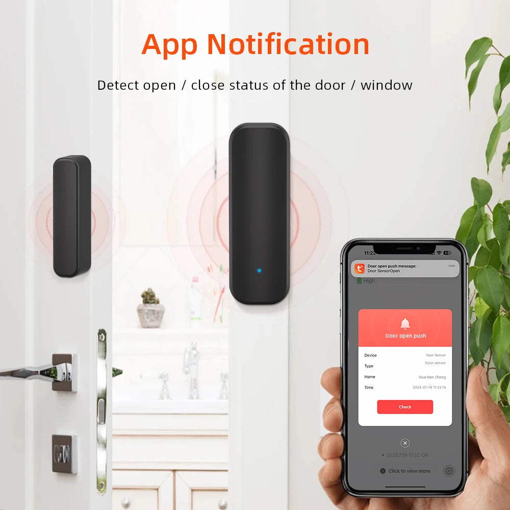 Tuya WiFi or ZigBee Door Window Sensor Smart Home Wireless Door Open Close Detector APP Remote Alarm Work with Alexa Google Home
