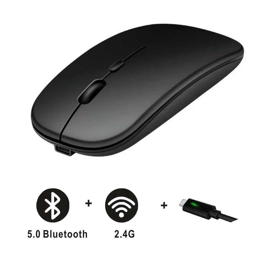 Computer Wireless USB Mouse Bluetooth   Rechargeable Dual Mode 5.0  with Office Gamer Desktop Mouse for PC Laptop