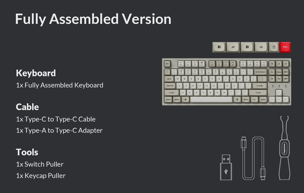 Keychron C1 Pro 8K QMK Wired Custom Mechanical Keyboard TKL Layout Hot-Swappable PBT Keycaps