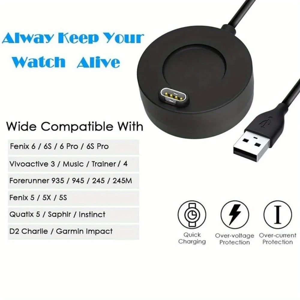 USB Charging Dock for Garmin Vivoactive 3/4/4S Fenix 5S/5X/6S/6X Venu 2/2S - Fast Charging Durable Cable Smartwatch ChargingDock