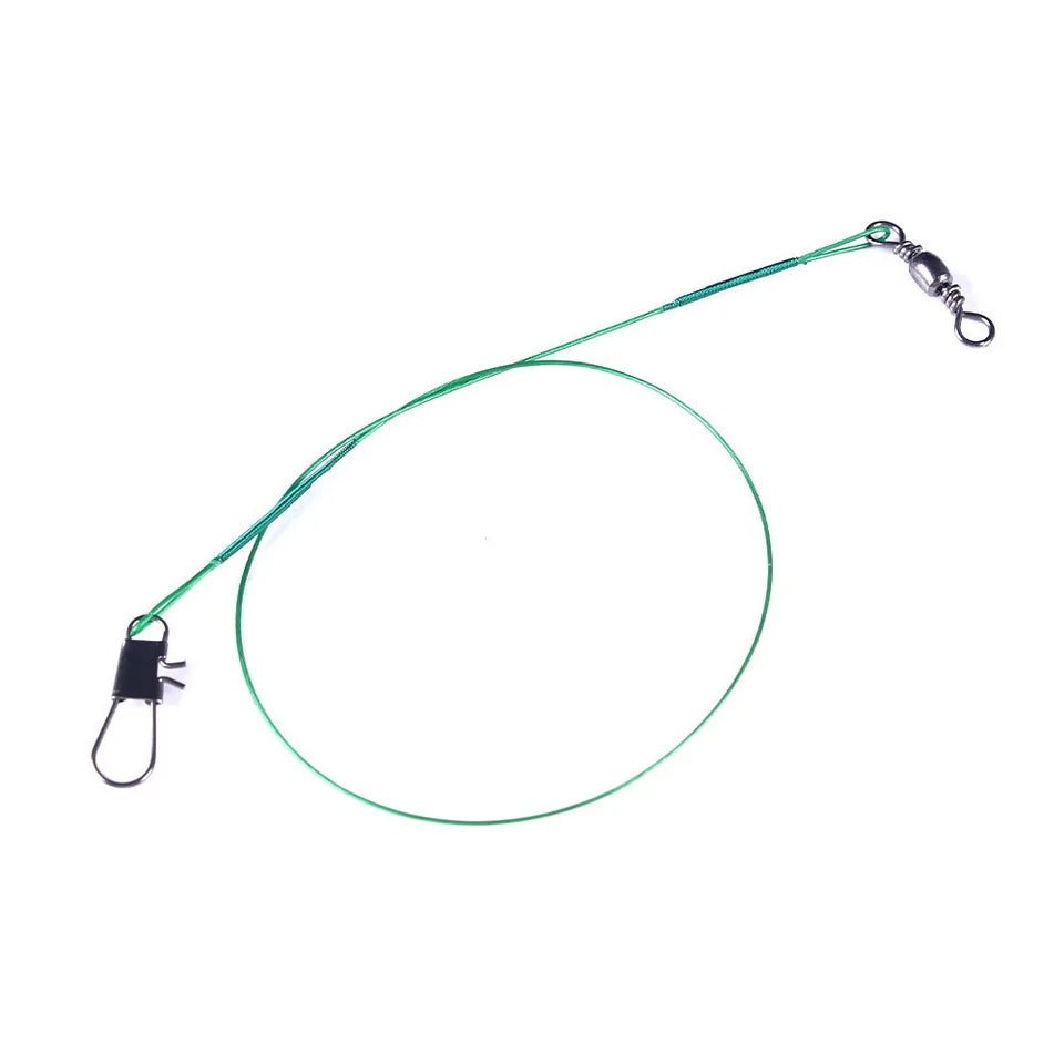 Anti Bite Steel Fishing Line Steel Wire Leader With Swivel Fishing Accessory Lead Core Leash Fishing Wire 15cm 20cm  30cm