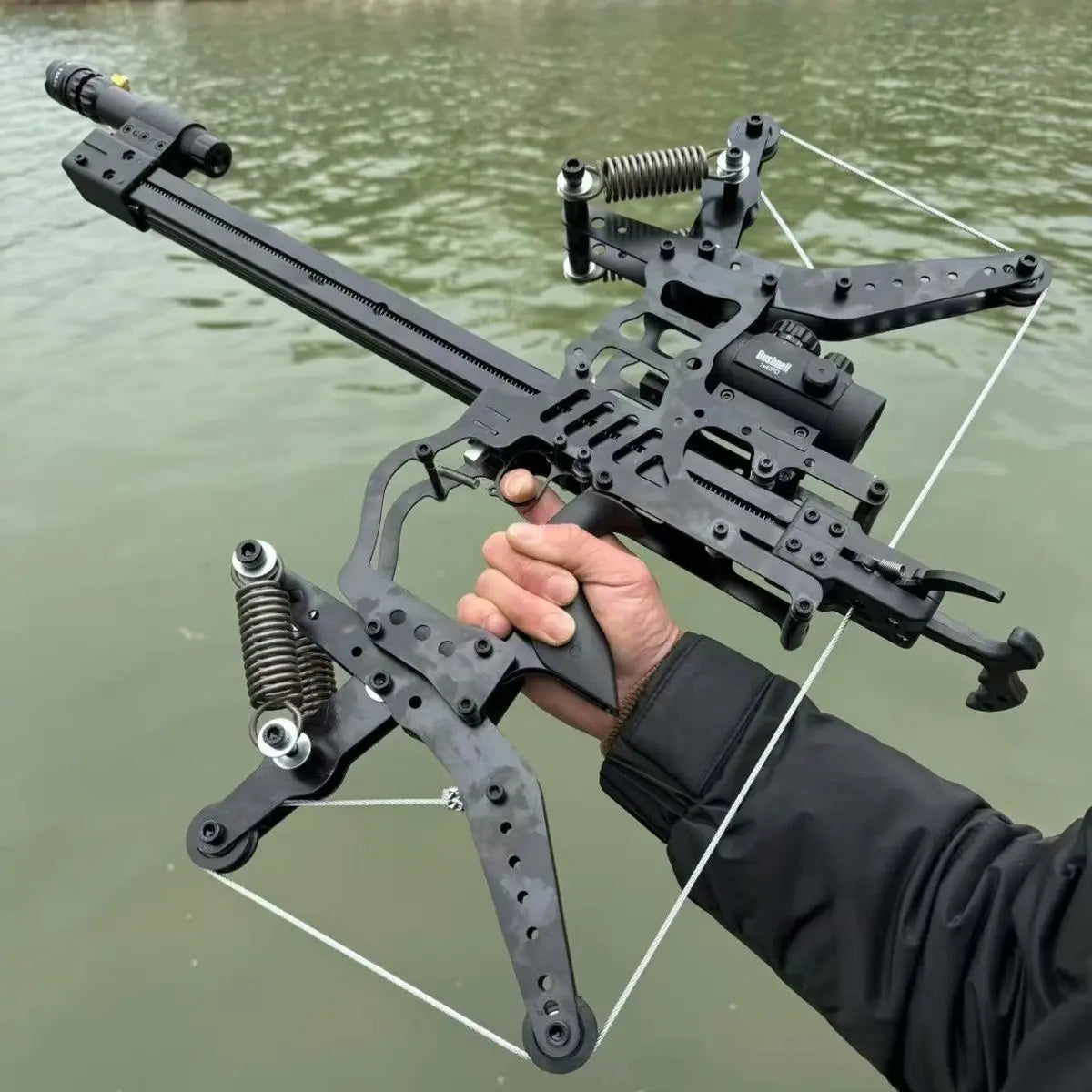 Telescopic Metal Composite Bow Steel Ball Slingshot for Hunting Kit Outdoor Strong Precision Shooting Rubber Band Laser