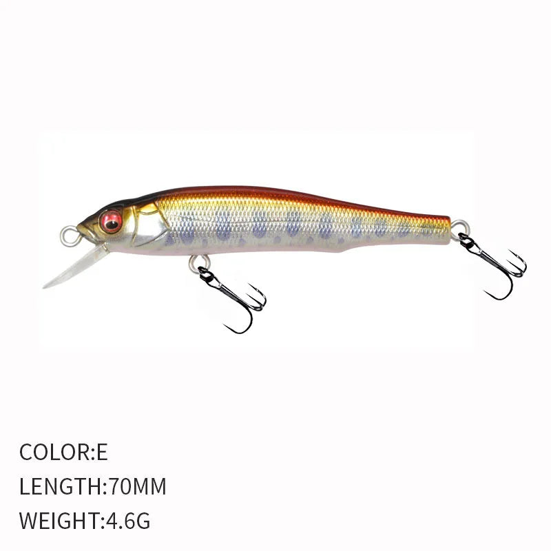 1PCS 70mm 5g Fishing Lure Minnow Hard Bait with 2 Fishing Hooks Crankbait Iscas Artificial Fishing Tackle Lure 3D Eyes