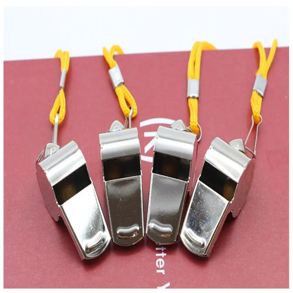 Team Sport Loud Metal Whistle With Rope Strong Stainless Steel Whistles Professional Portable Referee Whistles Training