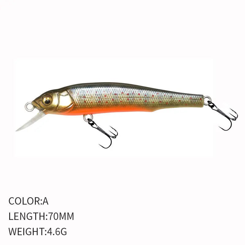 1PCS 70mm 5g Fishing Lure Minnow Hard Bait with 2 Fishing Hooks Crankbait Iscas Artificial Fishing Tackle Lure 3D Eyes