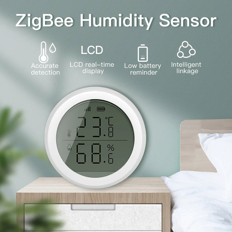 Tuya ZigBee Temperature and Humidity Sensor With LCD Smart life APP Google Alexa Voice Control Support Multi-mode Gateway Option