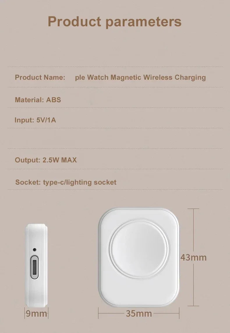 Fast Magnetic Watch Wireless Charger For Apple Watch Ultra 3 2 1 Series 9 8 7 6 SE Charger Dock Adapter Type C Portable Charger